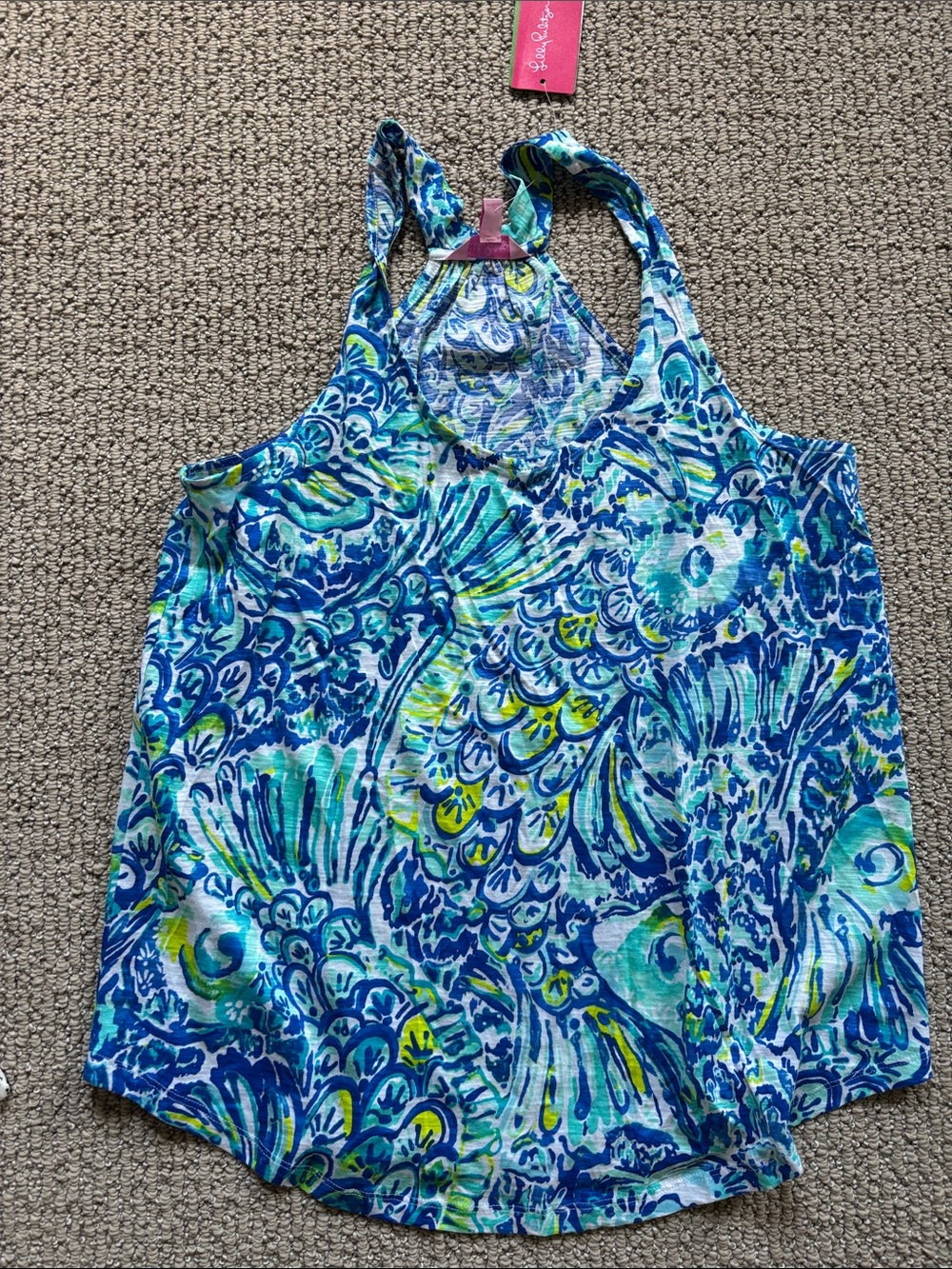 Lilly Pulitzer Blue & Green Printed Racerback Tank